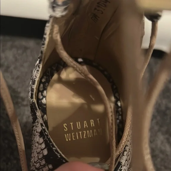 Stuart Weitzman Snakeskin Lace-Up Heels - Size 9 1/2 M - Picture 2 of 14